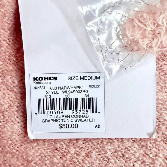 LC Lauren Conrad Ugly Xmas Sweater Blush Sweater with Narwhal - Picture 7 of 9